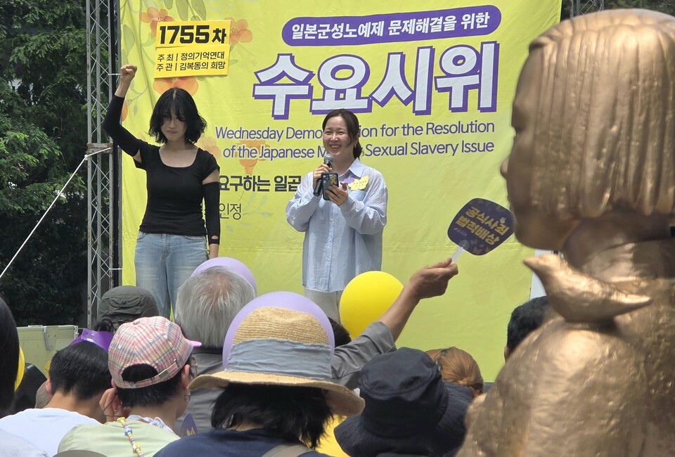 ▲ 김복동 할머니 탄생 100주년 기념사업 현장에서 만난 글로벌 시민단체 휴스턴 ‘함께맞는비’ 구보경 대표. ⓒ 뉴스피크